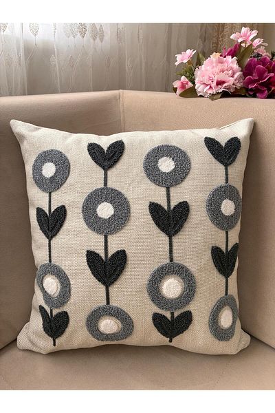 Mustgross Set de 2 huse de pernă din in brodat Bohemian Punch - 43x43 Cm