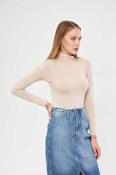 studio fashion 1988 Women's Black Turtleneck Long Sleeve Premium Fabric Viscose Lycra Body