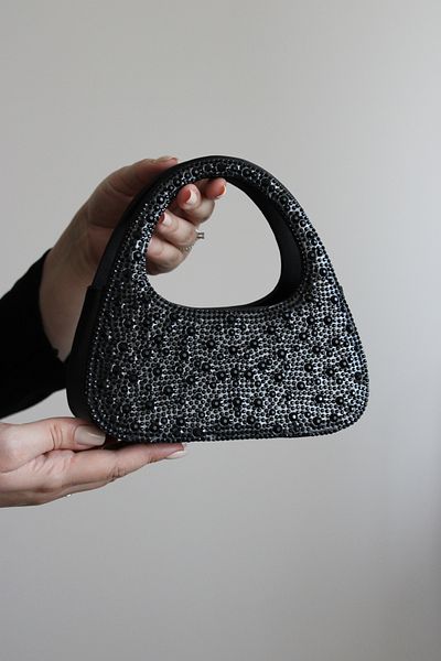 Mimoza Black Stone Detailed Mini Evening Dress Bag
