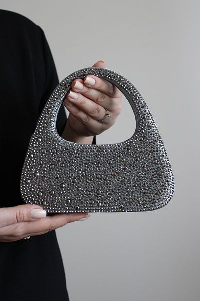Mimoza Mini Evening Dress Bag with Platinum Stone Detail
