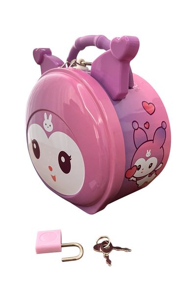 Piramit Kırtasiye Purple Metal Piggy Bank with Kuromi Figure, Durable and Stylish Design with Padlock