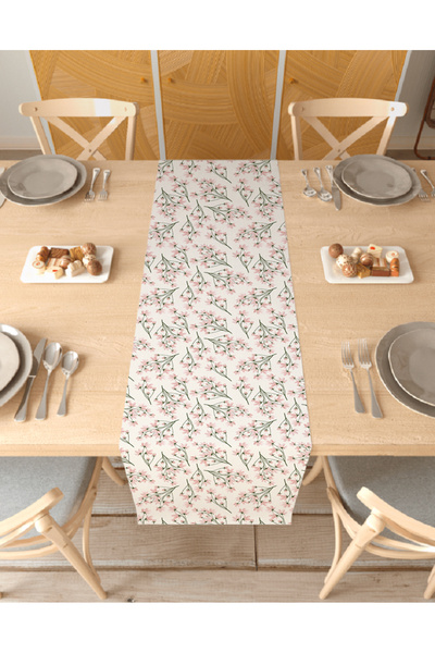 GREENDECOR Flower Bohemian Patterned Special Design Runner Digital Printed De...