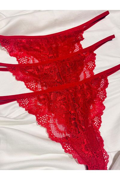 mendoza store Red Color Back Drawstring Panties 3 Pcs