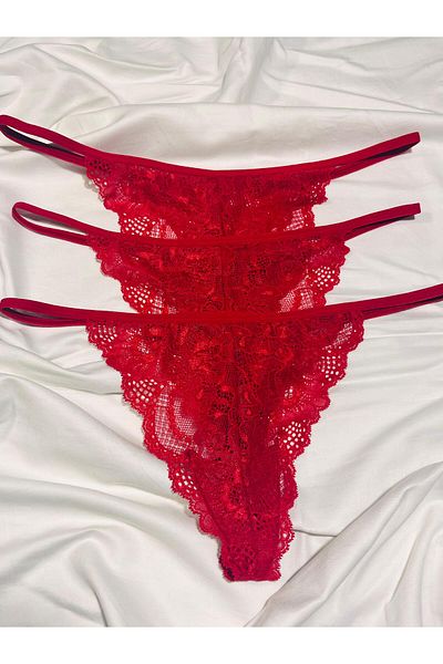 mendoza store Red Color Back Drawstring Panties 3 Pcs