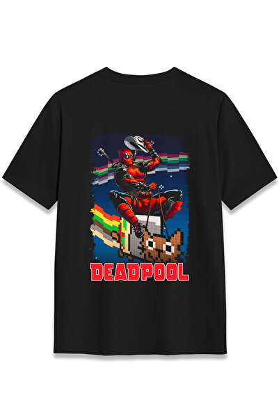 EZG Business DEADPOOL Rodeo Model Sırt Baskılı T-Shirt Unisex %100 Pamuk Cotton Rahat Regular Halftone Tişört