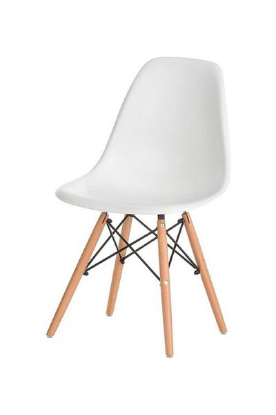 Roomlyne Plastic Office Chair with Wood Legs White 70x40x40cm