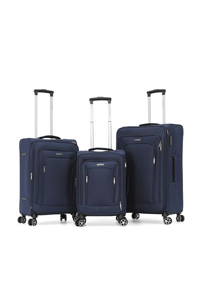 Giordano Softside Luggage set of 3 pieces with Double Spinner Wheels and TSA Lock