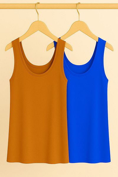 EFFE 2 Pieces A-Line Cotton Thick Strap Athlete T-Shirt