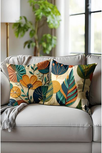 MUN HOME husă de pernă cu model de broderie țesătă. Husă de pernă cu fermoar ascuns pe două fețe