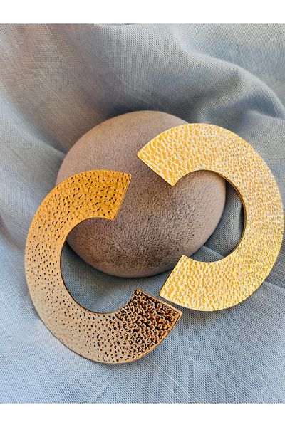 COCOSH TAKI Gold Color Big C Model Modern Design Evening Dress Earrings