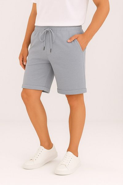 fh fashionhere Men's Shorts King Pike Light Gray Double Leg 3 Pockets Zippered Back Pocket Daily Casual Shorts