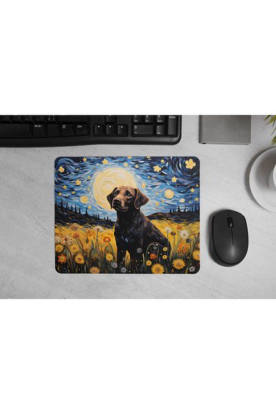MS Major Selection Mouse Pad for Dog Lovers – Starry Night Design (17,5X21,5 Cm, Non-Slip Base)