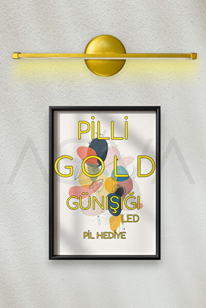 asva aydınlatma Pilli Gold Günışığı Ledli Tablo Ayna Duvar Aplik