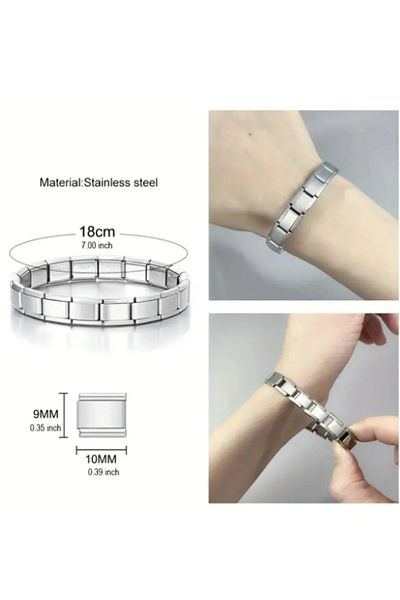 Ervalina Adjustable Stainless Guaranteed Italian Charm Steel Bracelet Silver