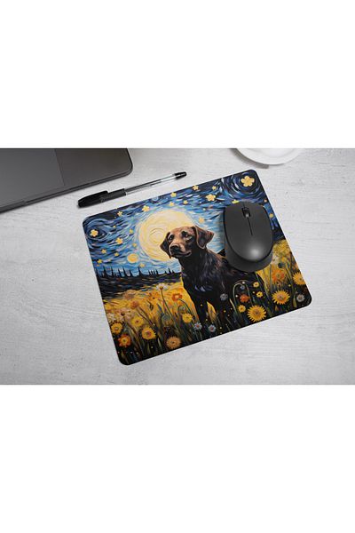 MS Major Selection Mouse Pad for Dog Lovers – Starry Night Design (17,5X21,5 Cm, Non-Slip Base)