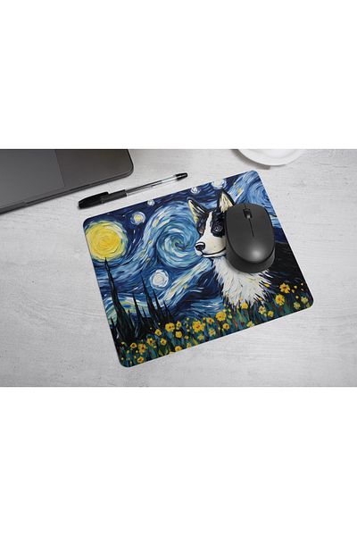 MS Major Selection Mouse Pad for Dog Lovers – Starry Night Design (17,5X21,5 Cm, Non-Slip Base)