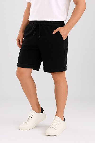 fh fashionhere Men's Shorts King Pike Black Double Leg 3 Pockets Zippered Back Pocket Daily Casual Shorts