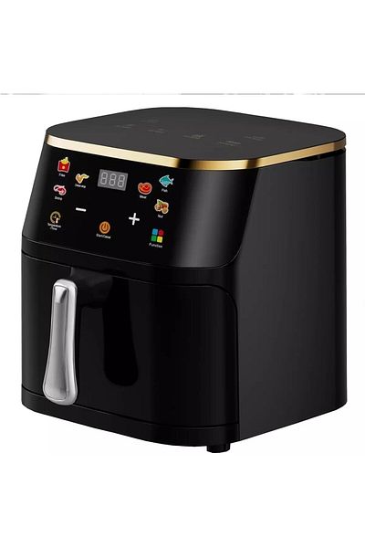 Generic Multifunctional Air Fryer 10L, 1600W, Presets, Temp Control, Oil-Free, Dishwasher Safe, Black