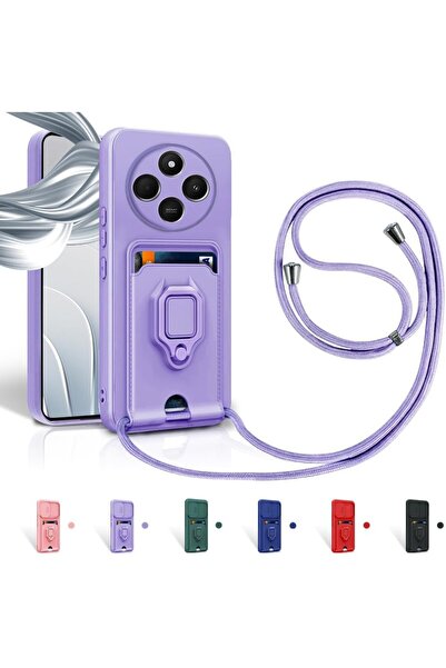 Rivor Xiaomi Redmi 14C & Poco C75 Kılıf Kamera Koruma Sürgülü Kartvizitli Kartlıklı Standlı Renkli Kapak