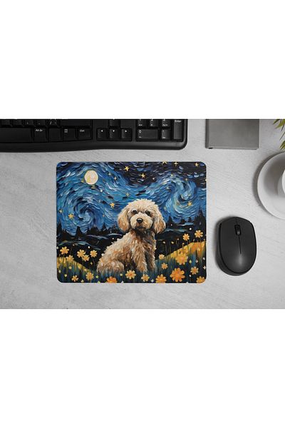 MS Major Selection Mouse Pad for Dog Lovers – Starry Night Design (17,5X21,5 Cm, Non-Slip Base)