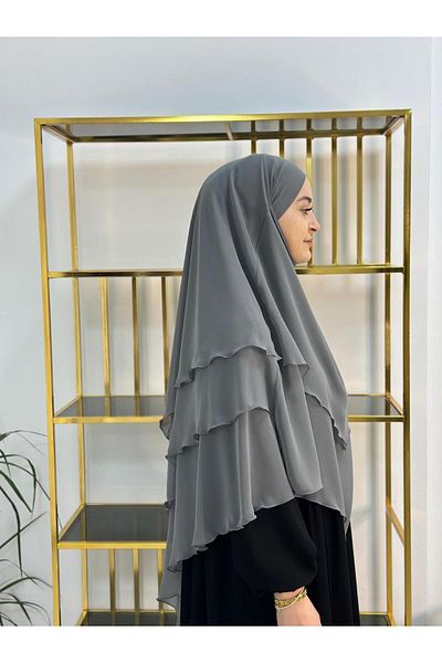 erasra class Hijab Chiffon Soufflé, Ready-made Veil, khımar, hijab, γκρι