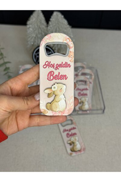 Baykuş Craft Mimarlık 3 Boyutlu Kabartmalı Yeni Doğan Mevlit Hediyelik Kız Bebek Açacak Magnet-Tavşanlı-toplam 20 Adet