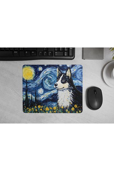 MS Major Selection Mouse Pad for Dog Lovers – Starry Night Design (17,5X21,5 Cm, Non-Slip Base)