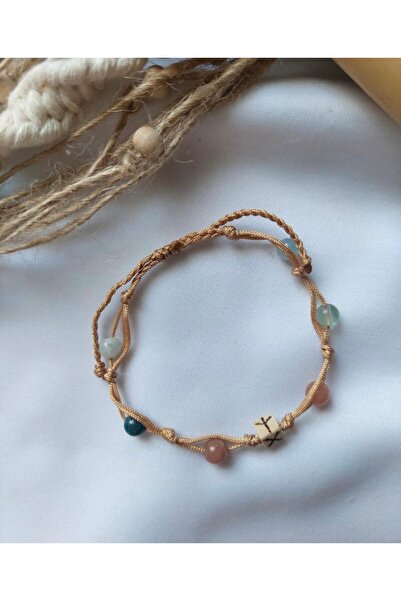 SCHİPHA GÜNEŞ TAŞI,APATİT VE AKUAMARİN İPLİ BİLEKLİK