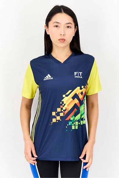 adidas Women Sportswear Fit Khelo India Training Jersey, Navy