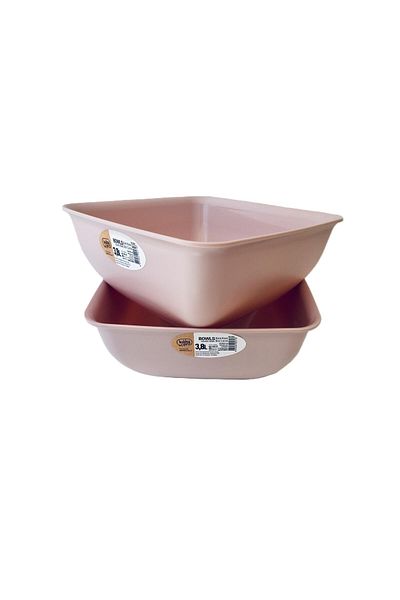 HOBBY LİFE 2-Piece Large Size Bowls Square Bowl 3.8 Liters & Pink-Bpa Free