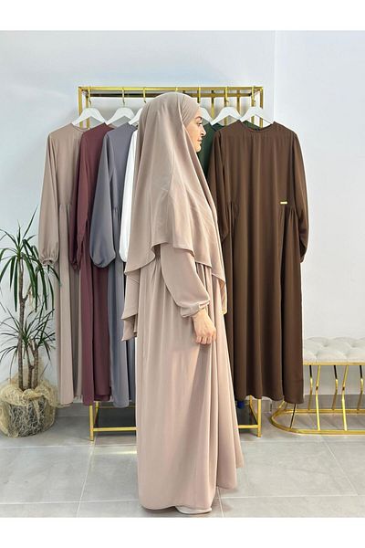 R&S modibone Σετ σουφλέ χρώματος πέτρας Ferace & Abaya - Κατάλληλο για φόρεμα με ρόμπα στο πλάι.hac And Umrah