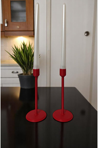 Melodyone Modern Şamdan Plastik 2'li Takım Kırmızı