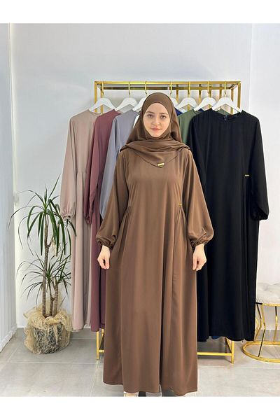 R&S modibone Σετ σουφλέ σε καφέ Ferace και Abaya - Φόρεμα στο πλάι