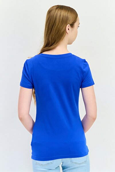 GAP Women Crew Neck Short Sleeve Brand Logo T-Shirt, Blue