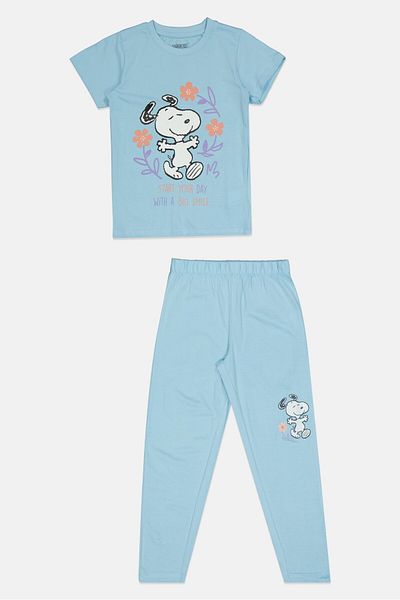 PEANUTS Kids Girl 2 Pieces Graphic Print Pajama Set, Multicolor