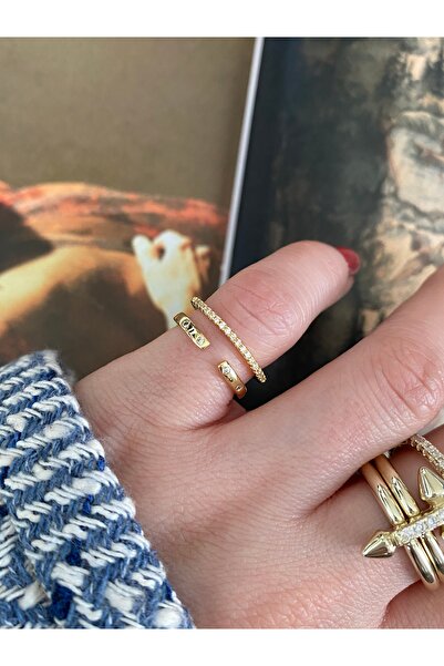 Pinery Jewels 2 صف الزركون حجر الخنصر إصبع قابل للتعديل من الأسفل خاتم المرأة