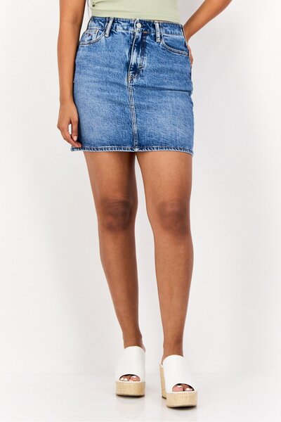 Esprit Women Washed Denim Mini Skirt, Blue