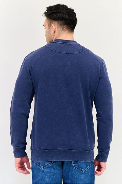 Gas Jeans Men Crew Neck Brand Logo Long Sleeves Sweatshirt, Navy