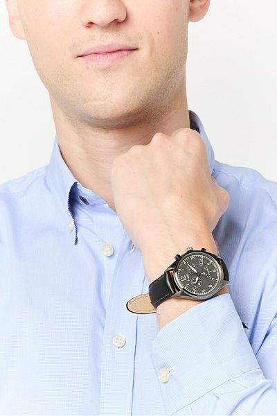 Timex Men T Tw2r88400 Leather Analog Watch 42mm, Black