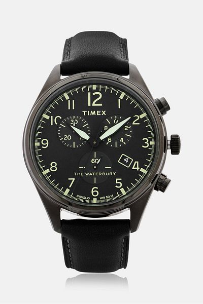 Timex Men T Tw2r88400 Leather Analog Watch 42mm, Black