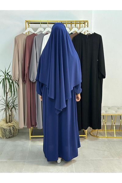R&S modibone Σετ ρούχων Light Navy Blue Sufle - Κατάλληλο για Hajj και Umrah με πλαϊνή ρόμπα