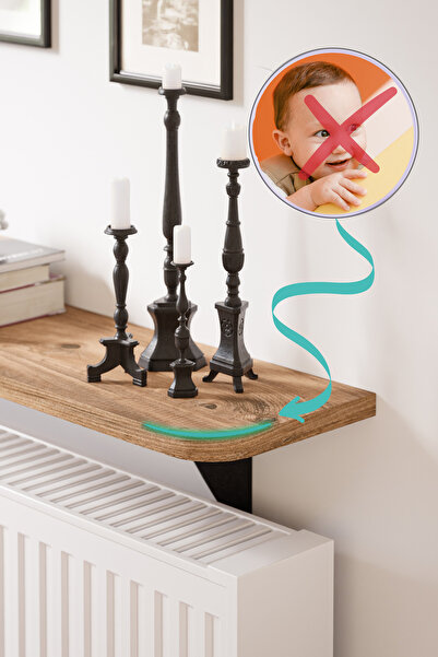 Jeina FOX - Dresuar Montaj Gerektirmeyen 60x18 CM MDF Oval Kesim Petek Üstü Uçan Raf Kitaplık