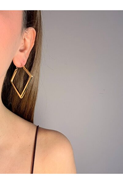 Enra 18 K ALTIN KAPLAMA - KARE HALKA GOLD KÜPE