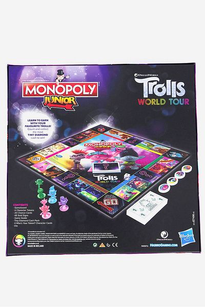 Hasbro Monopoly Junior Dreamworks Trolls World Tour Edition Board Game, Pink Combo