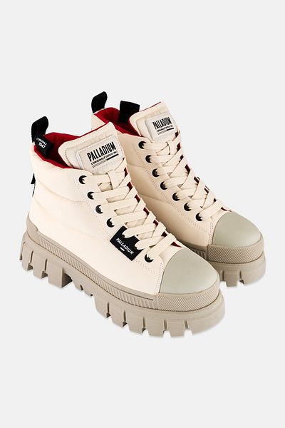 Palladium Women Revolt Overcush Lace Up Ankle Boots, Beige