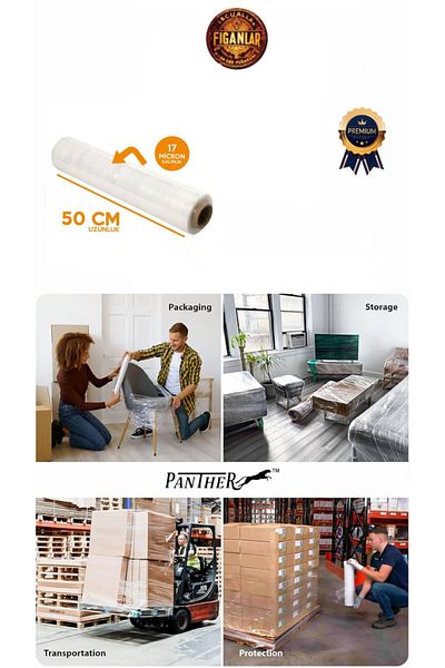 figanlar ambalaj 17 Micron 300 Meters Pallet Stretch Goods Wrapping Packaging Stretch Film Protective Film