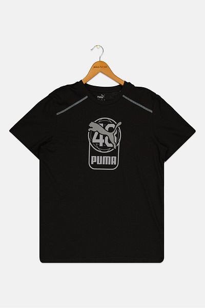 Puma تي شيرت خارجي بأكمام قصيرة للبنات، أسود