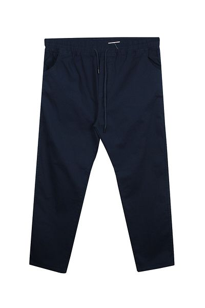 tambattal Large Size Lace-Up Gabardine Trousers Navy Blue