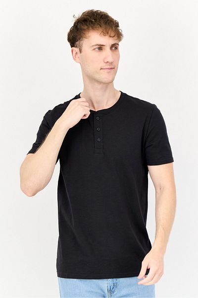 GAP Men Crew Neck Short Sleeves Plain T-shirt, Black