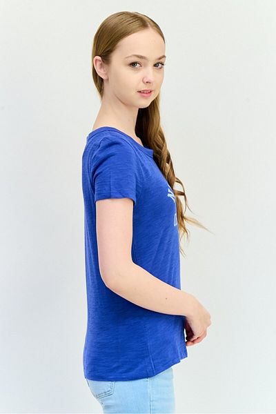 GAP Women Crew Neck Short Sleeve Graphic Print T-Shirts, Blue